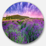 Summer Lavender Field in Tihany - Landscape Metal Circle Wall Art