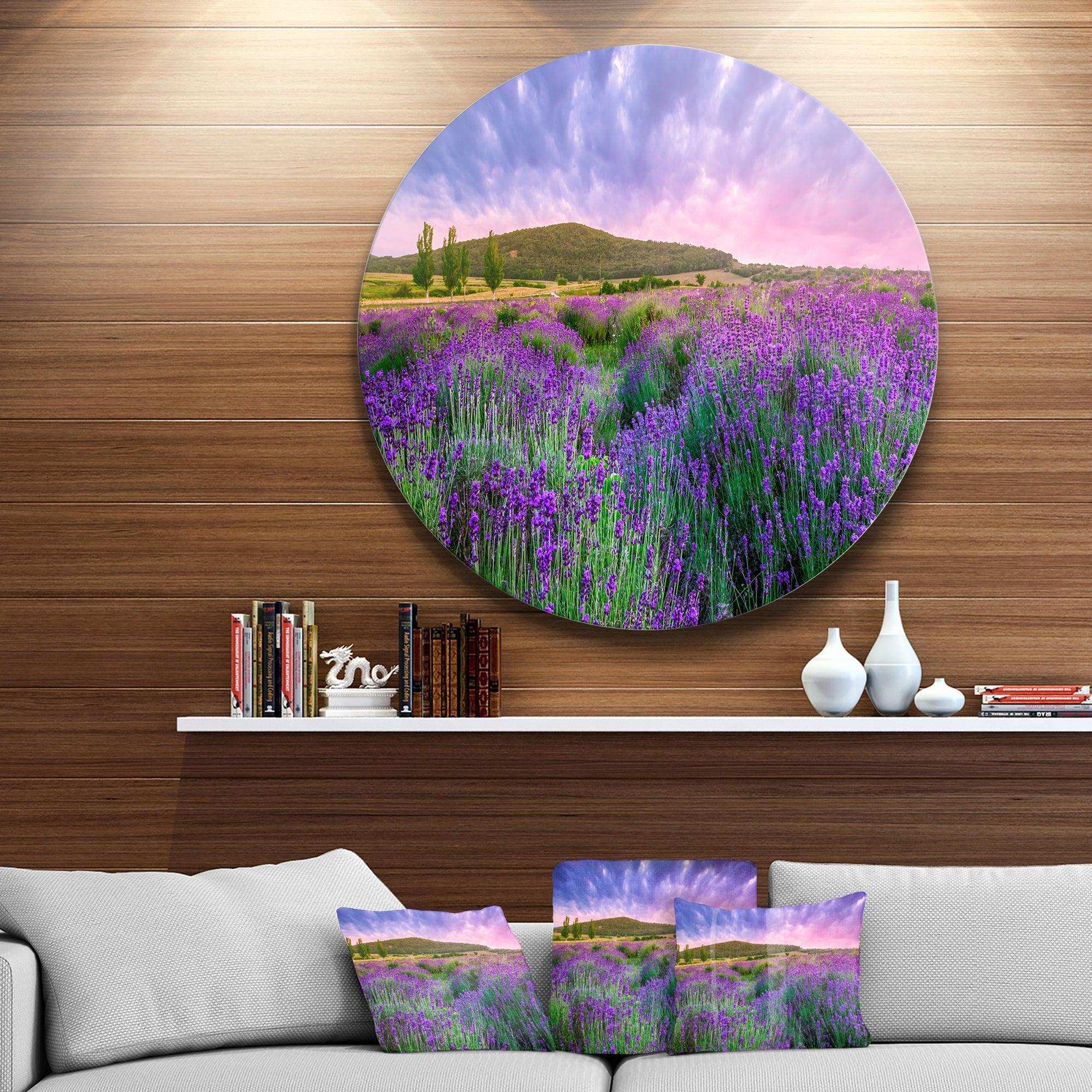 Summer Lavender Field in Tihany - Landscape Metal Circle Wall Art