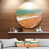 Clear Waters in Early Morning Beach - Sea & Shore Round Metal Wall Art