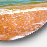 Clear Waters in Early Morning Beach - Sea & Shore Round Metal Wall Art