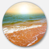 Clear Waters in Early Morning Beach - Sea & Shore Round Metal Wall Art