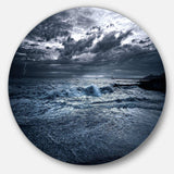 Sochi Sea Storm in Blue - Sea & Shore Circle Metal Wall Decor