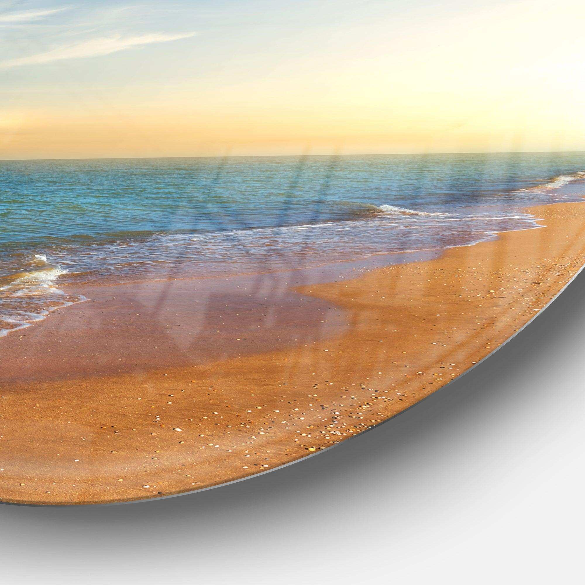 Quiet Evening Blue Beach - Sea & Shore Metal Circle Wall Art