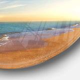 Quiet Evening Blue Beach - Sea & Shore Metal Circle Wall Art