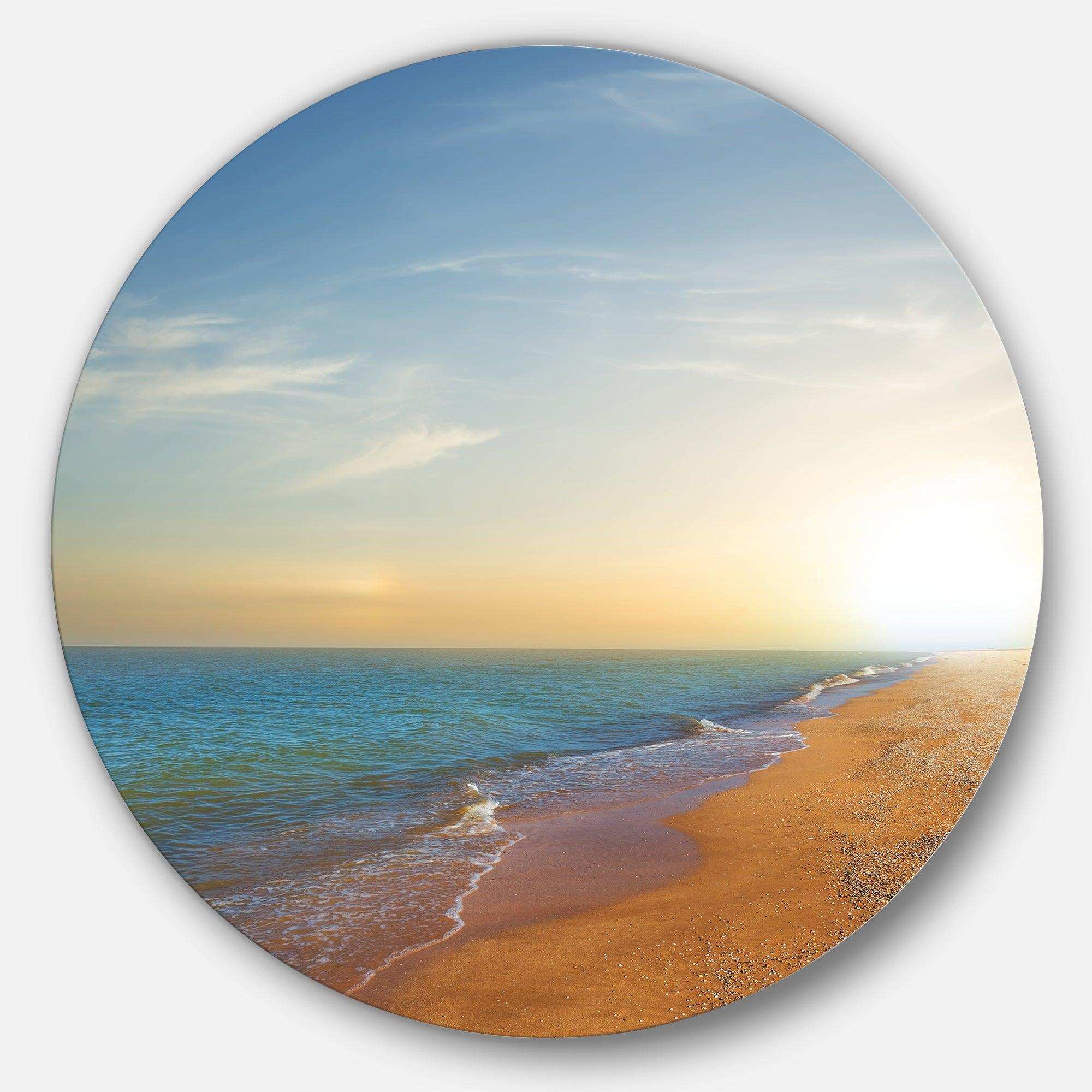 Quiet Evening Blue Beach - Sea & Shore Metal Circle Wall Art