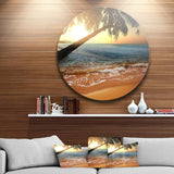 Beautiful Sunset on Tropical Beach - Sea & Shore Round Metal Wall Art