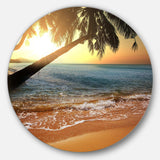 Beautiful Sunset on Tropical Beach - Sea & Shore Round Metal Wall Art