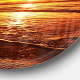 Colorful Sunset Mirrored in Waters - Sea & Shore Metal Circle Wall Art