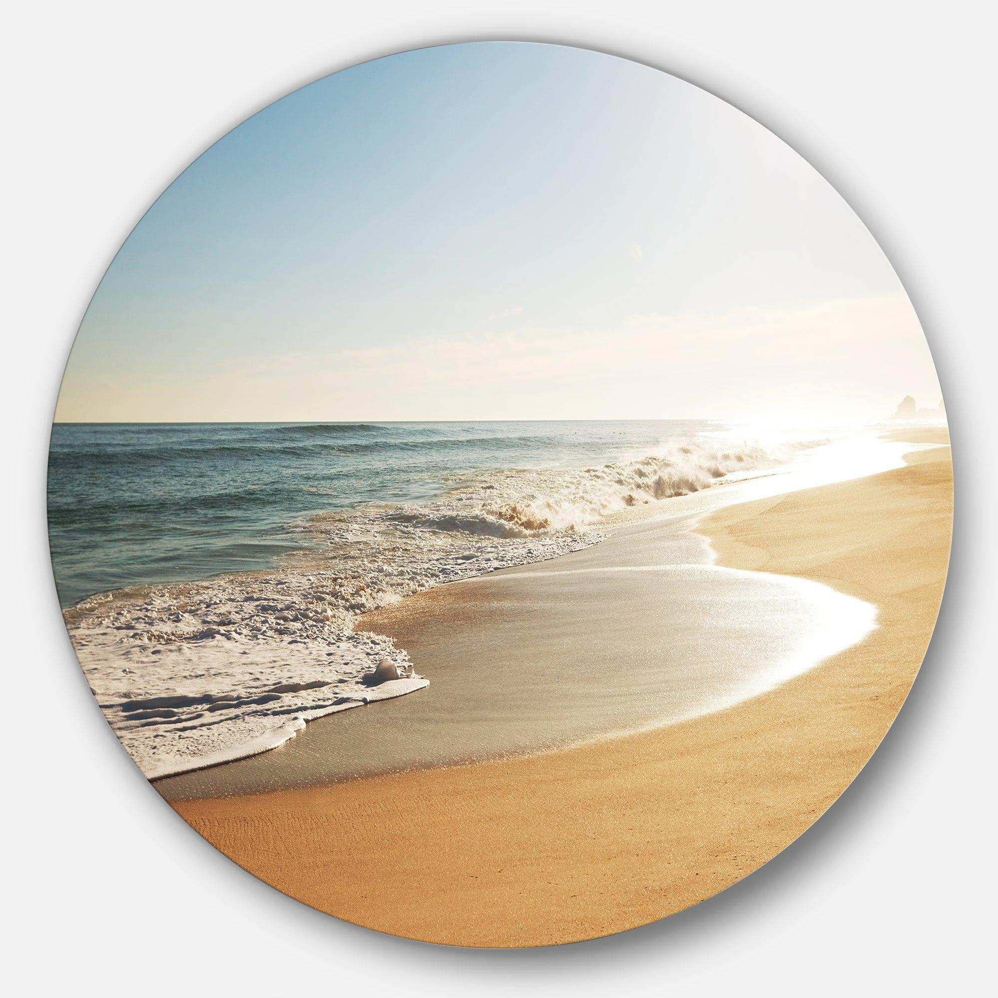 Wide Seashore with Crystal Waters - Sea & Shore Circle Metal Wall Decor