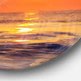 Orange Sunrise and Glittering Waters - Sea & Shore Metal Circle Wall Art