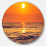 Orange Sunrise and Glittering Waters - Sea & Shore Metal Circle Wall Art