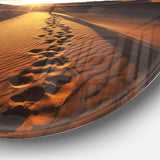 Hiking Path in Desert at Sunset - Landscape Circle Metal Wall Decor