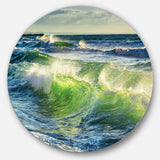 Sunrise and Shining Waves in Ocean - Sea & Shore Metal Circle Wall Art