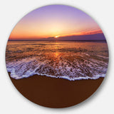 Orange Tinged Sea Waters at Sunset - Sea & Shore Circle Metal Wall Decor