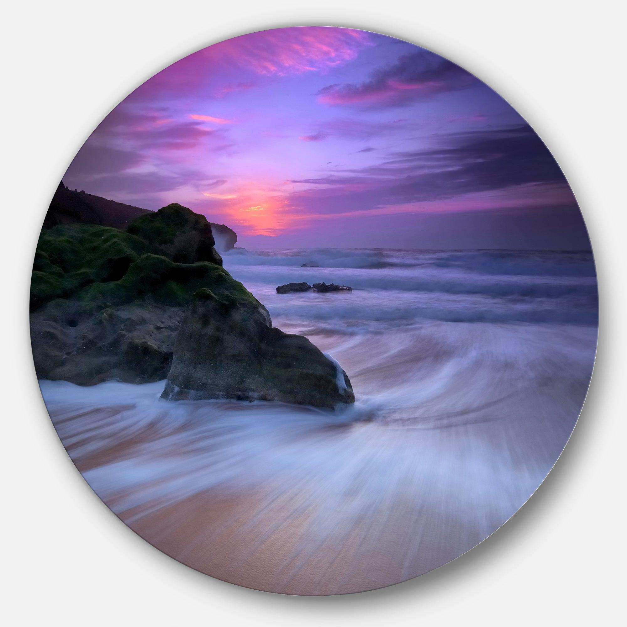 Slow Motion Waves on Winch Beach - Sea & Shore Metal Circle Wall Art