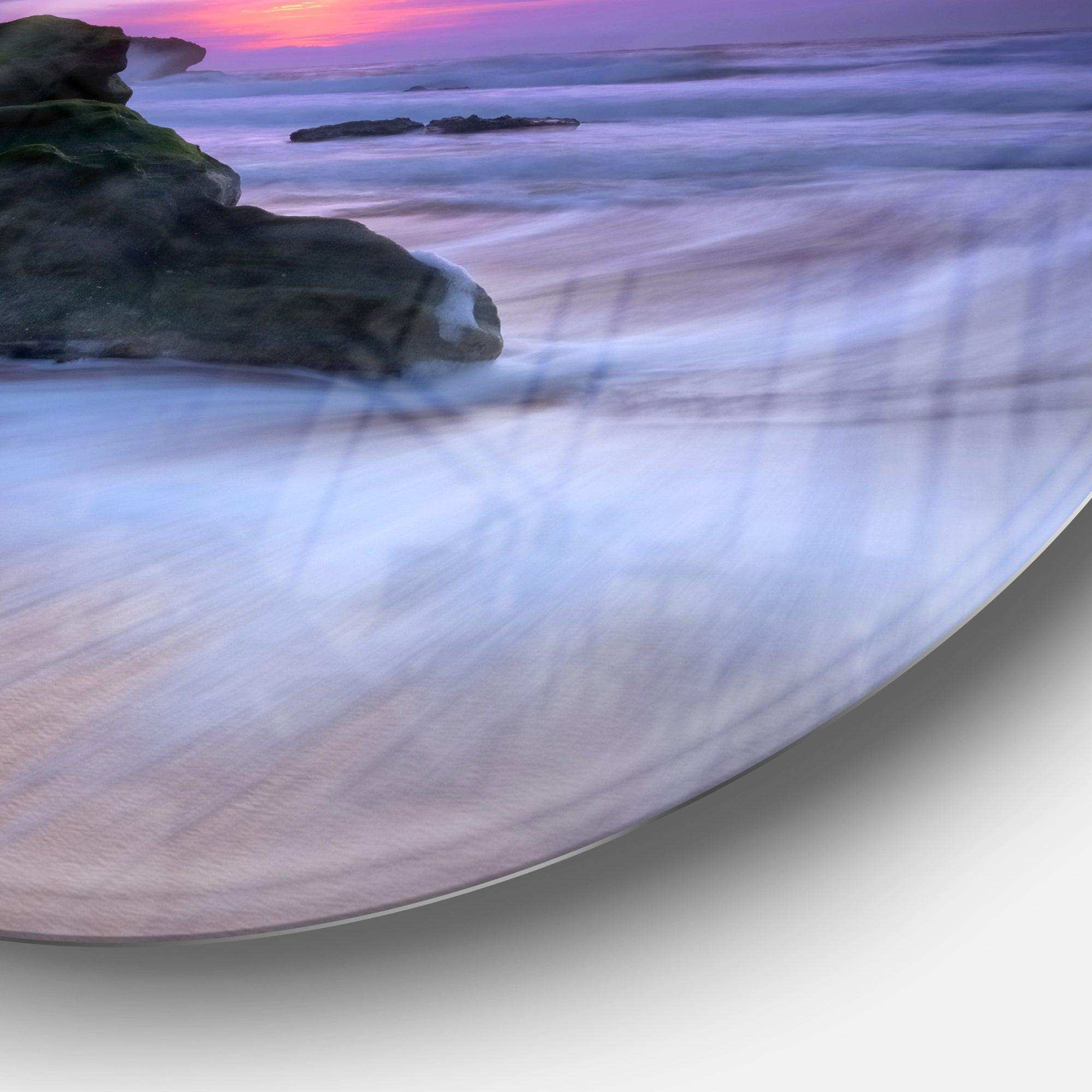 Slow Motion Waves on Winch Beach - Sea & Shore Metal Circle Wall Art