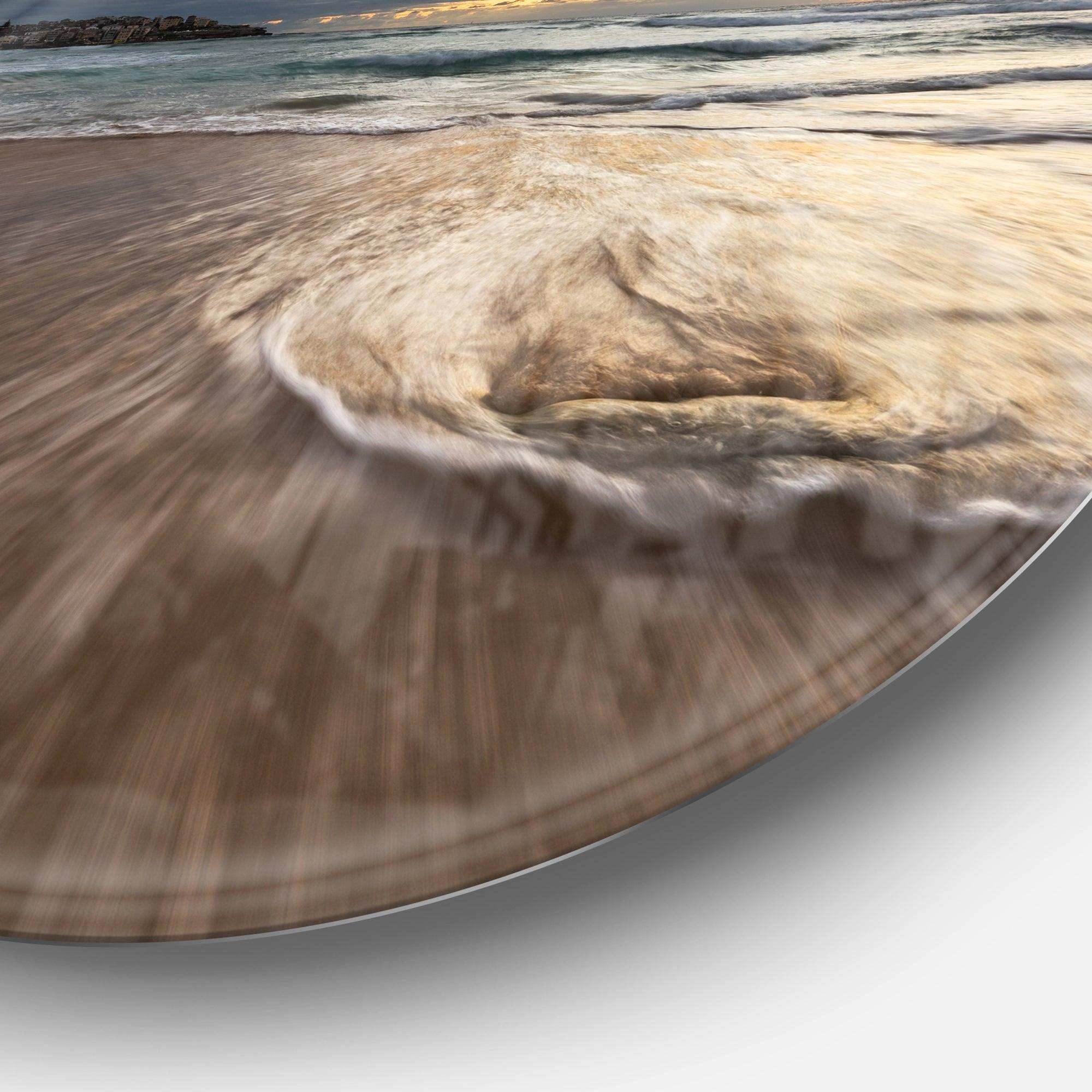 Morning with Playful Surf and Pleasant Sky - Sea & Shore Metal Circle Wall Art