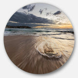 Morning with Playful Surf and Pleasant Sky - Sea & Shore Metal Circle Wall Art