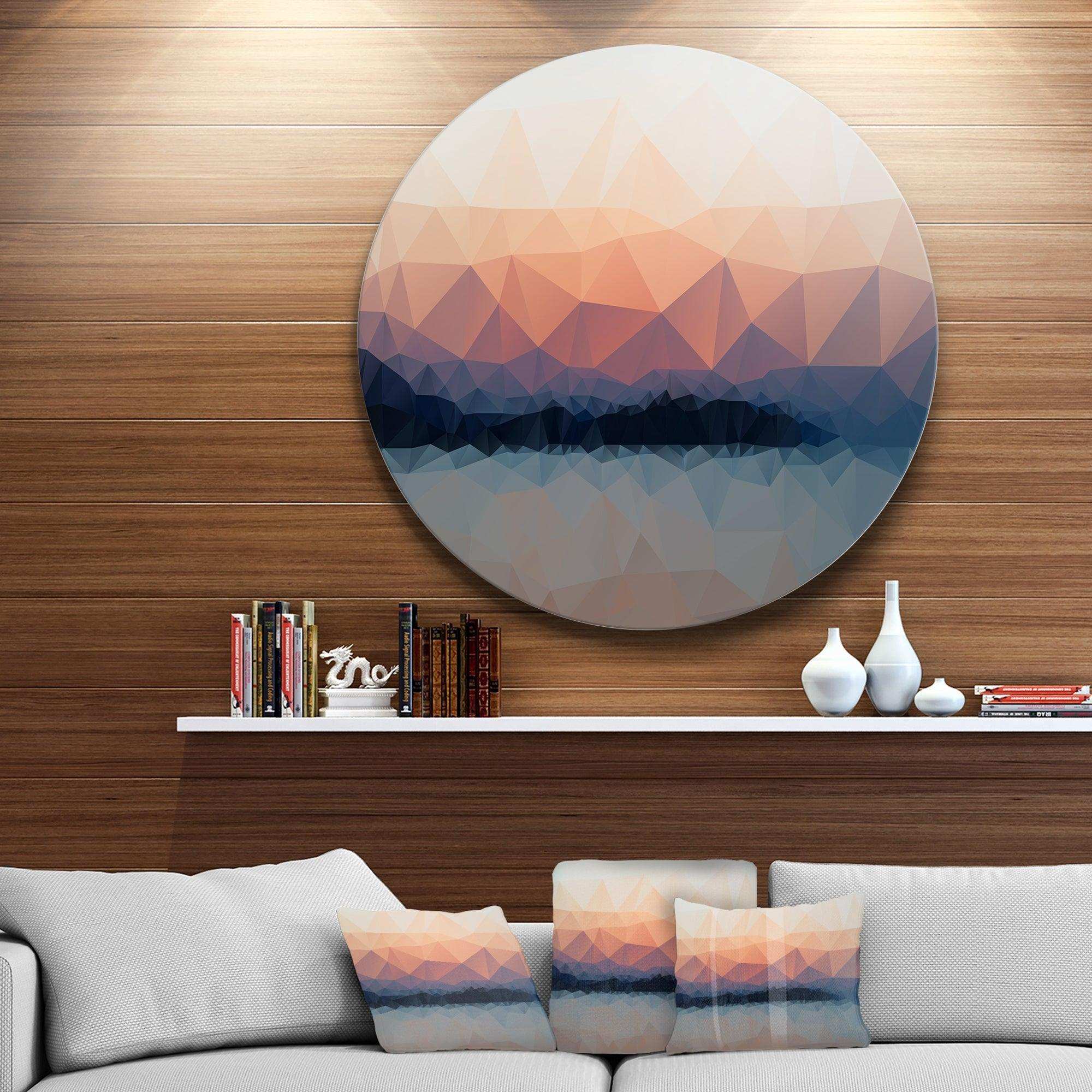 Sky Sea and Beach Abstract Vector View - Sea & Shore Circle Metal Wall Decor