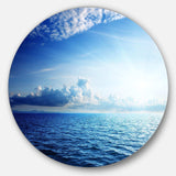 Blue Caribbean Sea and Perfect Blue Sky - Sea & Shore Metal Circle Wall Art