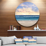 Clear Blue Sky and Ocean at Sunset - Sea & Shore Round Metal Wall Art