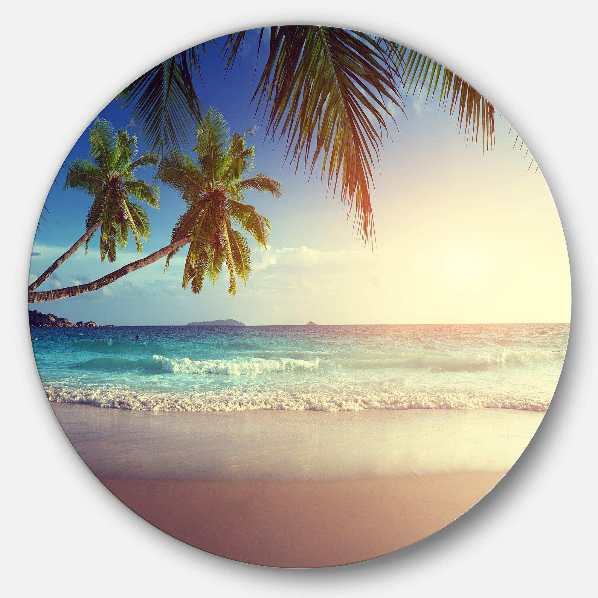 Typical Sunset on Seychelles Beach - Sea & Shore Circle Metal Wall Decor