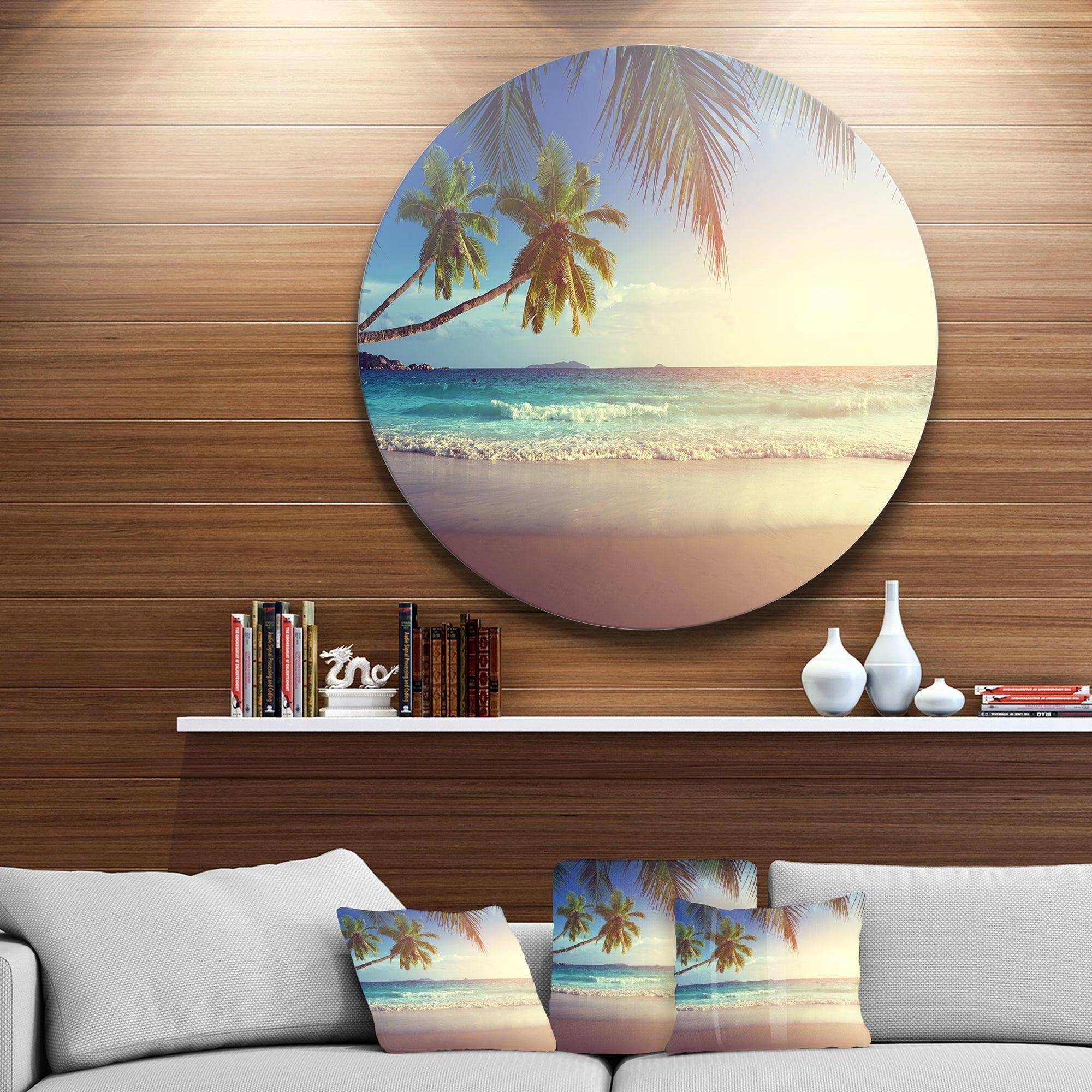 Typical Sunset on Seychelles Beach - Sea & Shore Circle Metal Wall Decor
