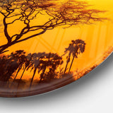 Orange Glow of African Sunset - Landscape Circle Metal Wall Decor