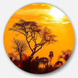 Orange Glow of African Sunset - Landscape Circle Metal Wall Decor