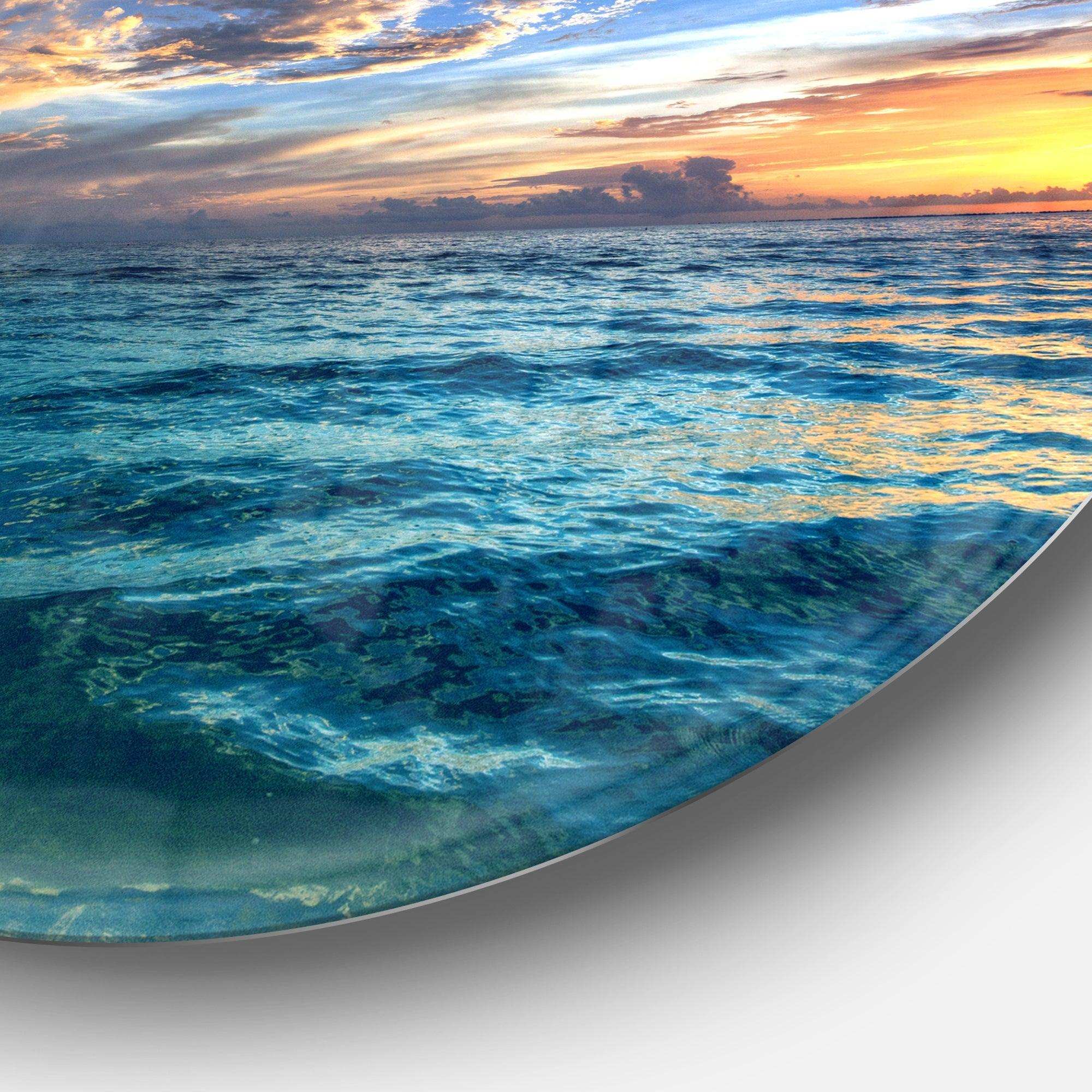 Exotic Tropical Beach at Sunset - Sea & Shore Circle Metal Wall Decor