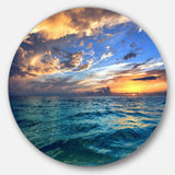 Exotic Tropical Beach at Sunset - Sea & Shore Circle Metal Wall Decor