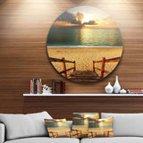 Boardwalk Stair into Sandy Beach - Landscape Circle Metal Wall Decor