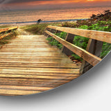 Long Wooden Stairs into the Sea - Sea & Shore Metal Circle Wall Art