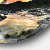 Rocky Mountain River at Sunset - Landscape Metal Circle Wall Art