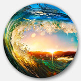 Colored Ocean Waves Falling Down - Sea & Shore Circle Metal Wall Decor