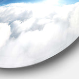 Blue Sky and Sun over Clouds - Landscape Metal Circle Wall Art