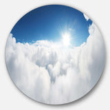 Blue Sky and Sun over Clouds - Landscape Metal Circle Wall Art