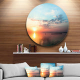 Dramatic Sunset Cloudy Sky - Sea & Shore Round Metal Wall Art