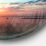 Dramatic Sunset Cloudy Sky - Sea & Shore Round Metal Wall Art