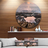 Rocky African Coastline Sunset - Sea & Shore Metal Circle Wall Art