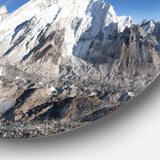 Mount Everest Glacier Panorama - Landscape Metal Circle Wall Art