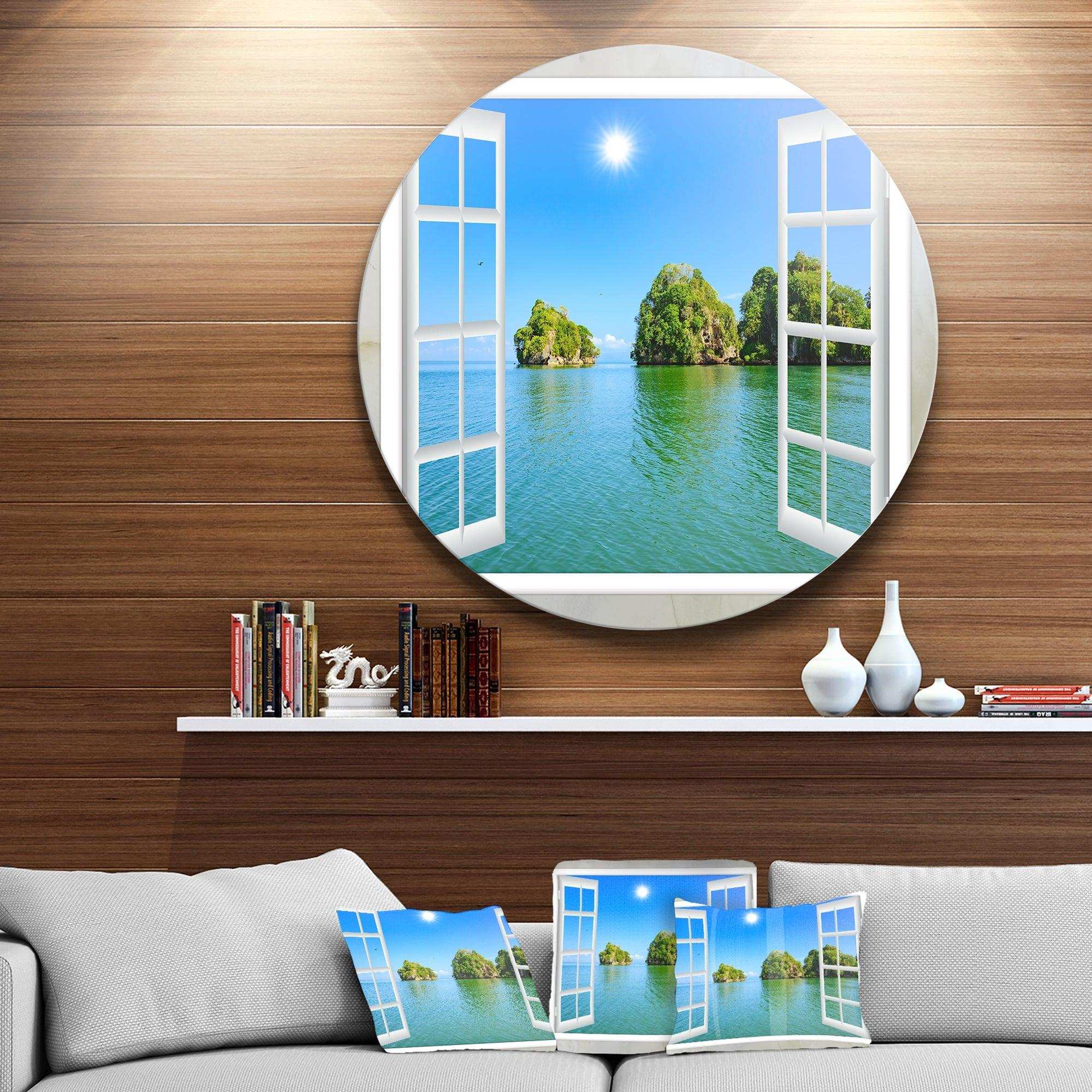 Open Window to Ocean Islets - Landscape Circle Metal Wall Decor