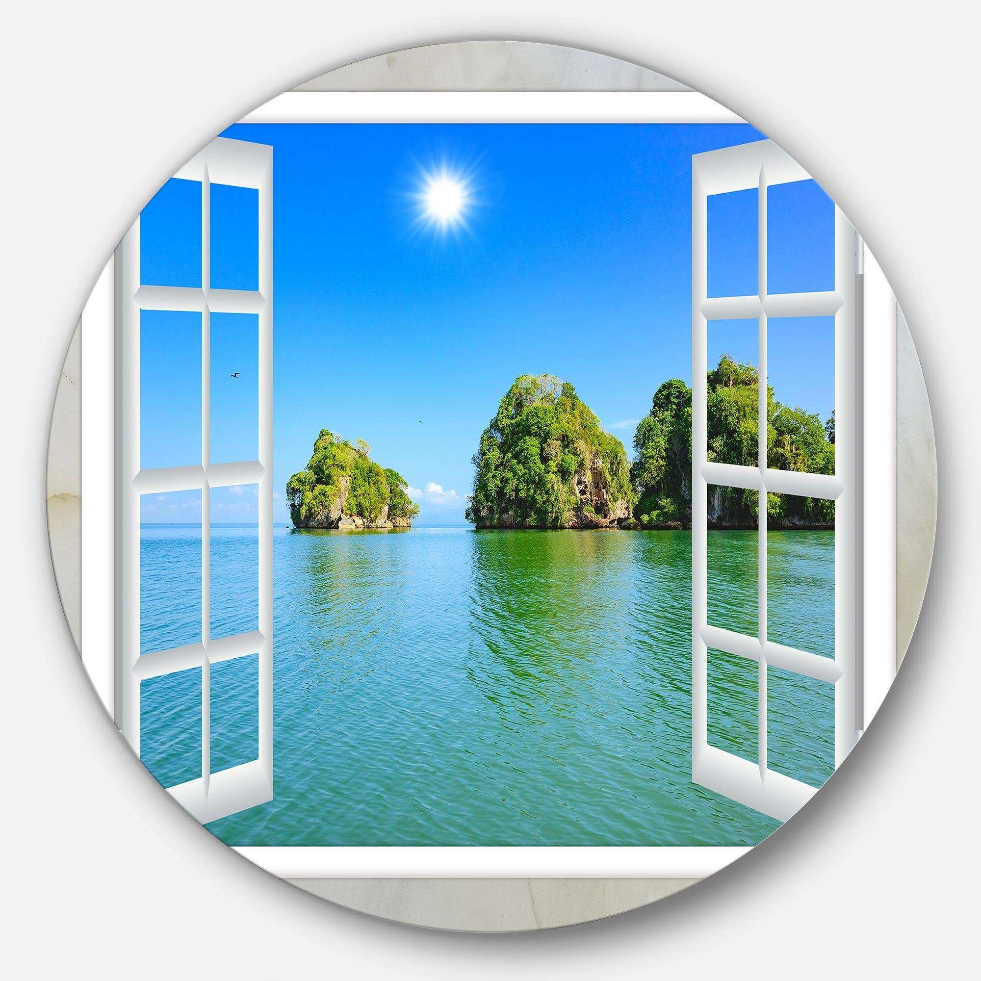 Open Window to Ocean Islets - Landscape Circle Metal Wall Decor