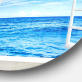 Window Open to Blue Wavy Ocean - Sea & Shore Metal Circle Wall Art