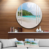 Open Window to Calm Seashore - Sea & Shore Round Metal Wall Art