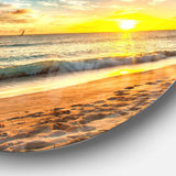 White Beach in Island of Barbados - Sea & Shore Metal Circle Wall Art