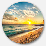 White Beach in Island of Barbados - Sea & Shore Metal Circle Wall Art