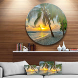 Beach in Caribbean Island of Barbados - Sea & Shore Metal Circle Wall Art