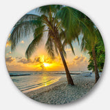 Beach in Caribbean Island of Barbados - Sea & Shore Metal Circle Wall Art