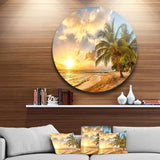 Gorgeous Beach of Island Barbados - Sea & Shore Round Metal Wall Art